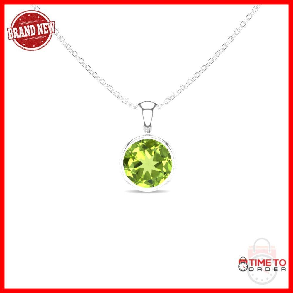 Sterling Silver Peridot Pendant Necklace August Birthstone Gift